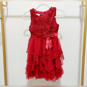 American Princess. Girls Red Lace Dress Size 10.
